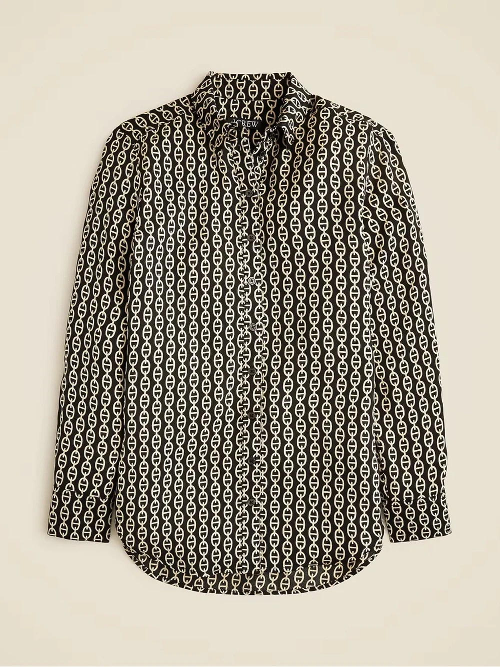 J. Crew Black Gold Chain Print Viscose Twill Button Up Shirt Women’s Size Small